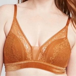 Auden- burnt orange lace/ velvet bra-XXL